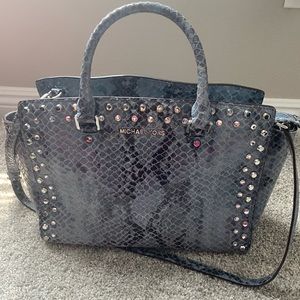 Michael Kors Large Jewel Selma Snake Print Satchel